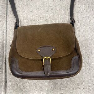 Mango Brown Suede and Leather Crossbody Bag
